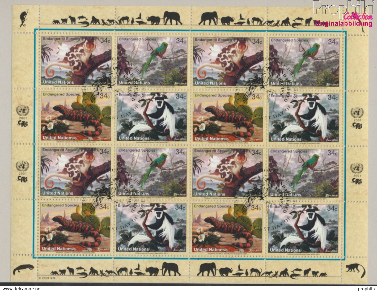 UNO - New York 856-859Klb Kleinbogen (kompl.Ausg.) Gestempelt 2001 Gefährdete Arten: Fauna (10050684 - Used Stamps