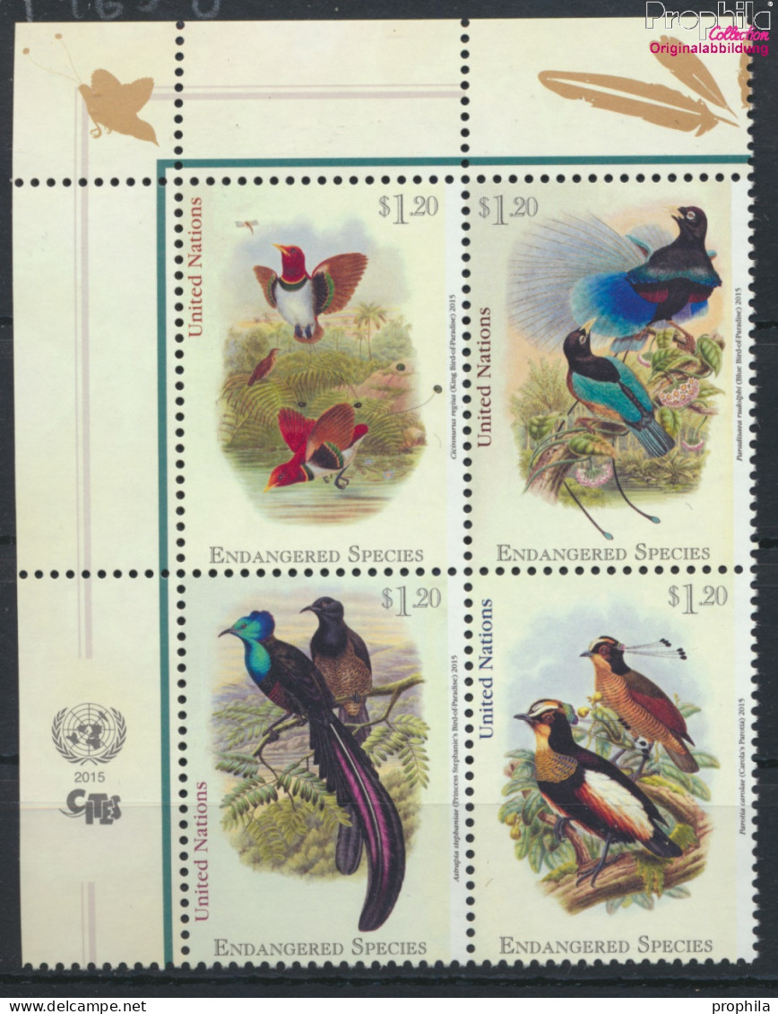 UNO - New York 1465-1468 Viererblock (kompl.Ausg.) Postfrisch 2015 Paradiesvögel (10049263 - Ungebraucht