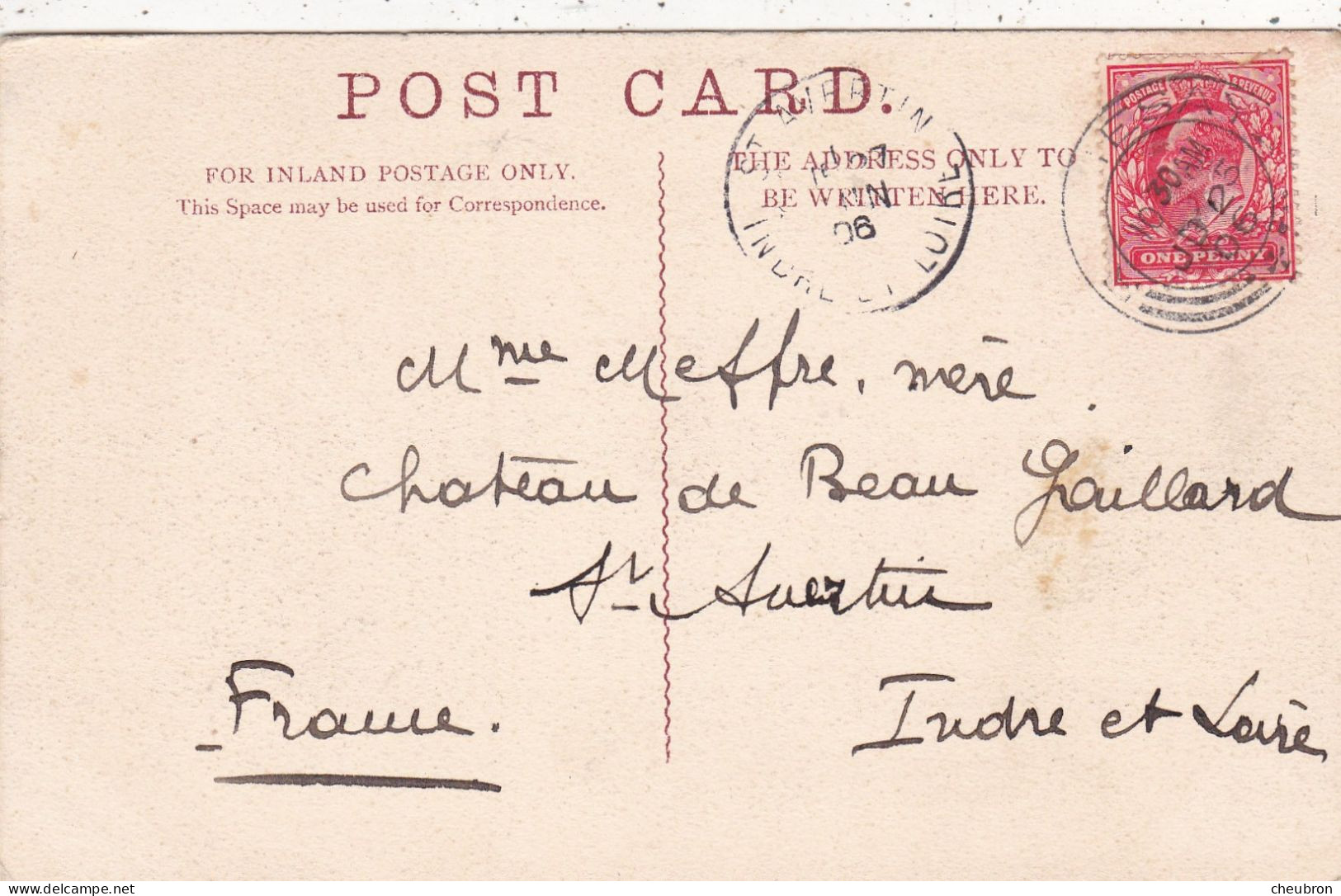 ECOSSE. . CPA. MOUNT STUART ROTHESAY. DUC DE BUTE. ANNEE 1906 + TEXTE . DESTINATION CHATEAU GAILLARD ST AVERTIN ( 37) - Bute