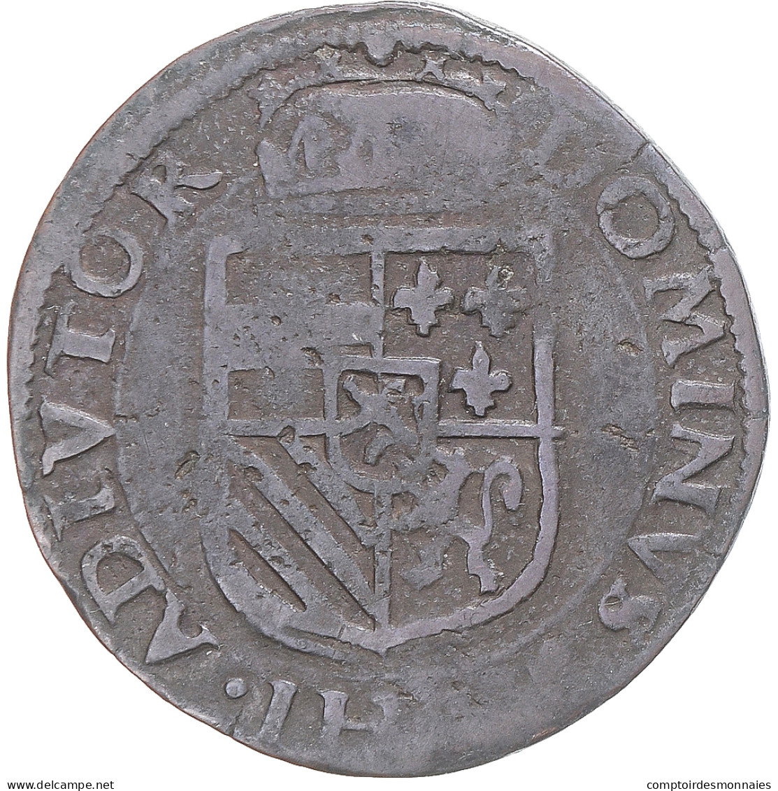 Monnaie, Pays-Bas Espagnols, Philippe II, Liard, 1593, Maastricht, TB+, Cuivre - …-1795 : Période Ancienne