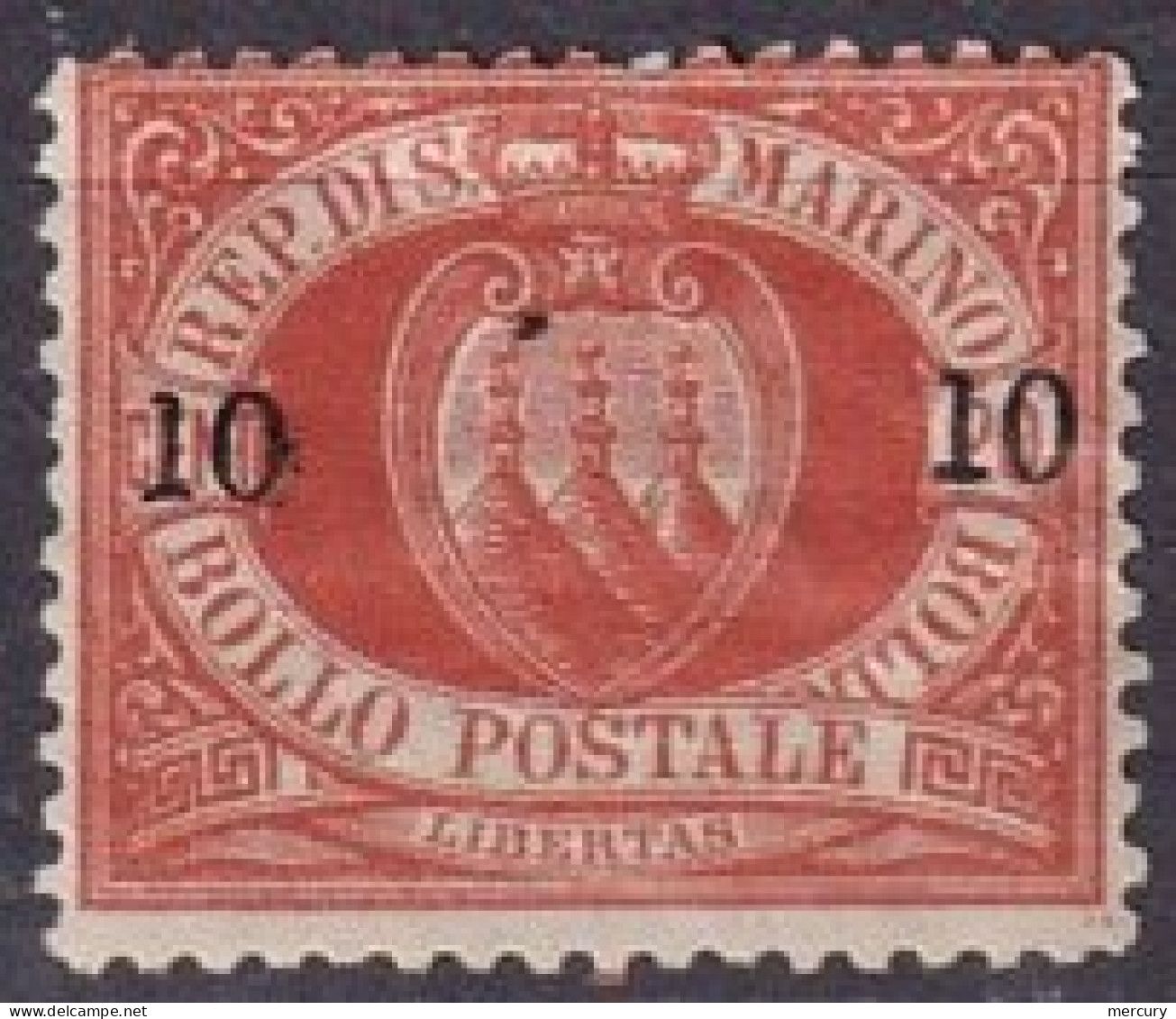 SAINT-MARIN - 10 Sur 20 C. Rouge FAUX - Unused Stamps