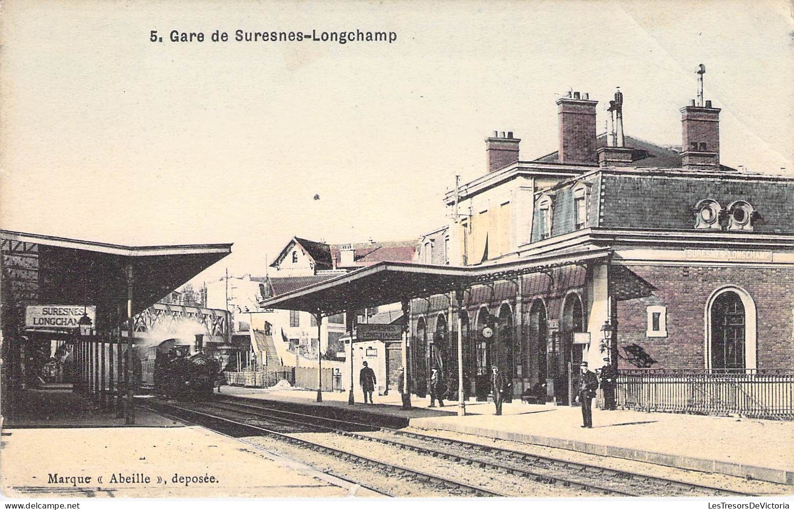 France - Gare De Suresne Longchamp - Marque Abeille - Colorisé - Train Vapeur - Animé - Carte Postale Ancienne - Nanterre