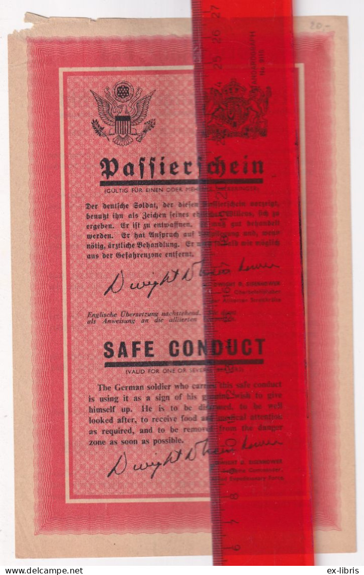 VLUGSCHRIFT - Passierschein - Safe Conduct - Regeln Für Die Gefangennahme - US/GB-ZG 90-1945 - Documents