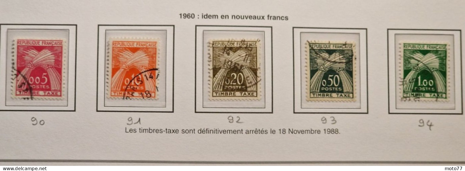 TIMBRE France TAXE Série 90 91 92 93 94  Sg 91 92 93 " état " - Yvert & Tellier 2003 Coté 5.50 € - 1960-.... Usati