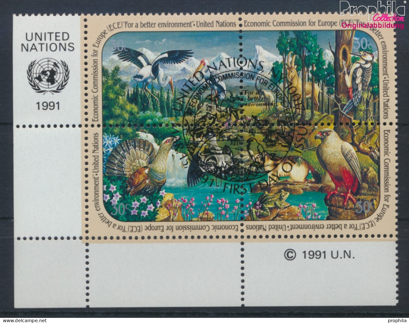 UNO - New York 608-611 Viererblock (kompl.Ausg.) Gestempelt 1991 Wirtschaft (10036405 - Used Stamps