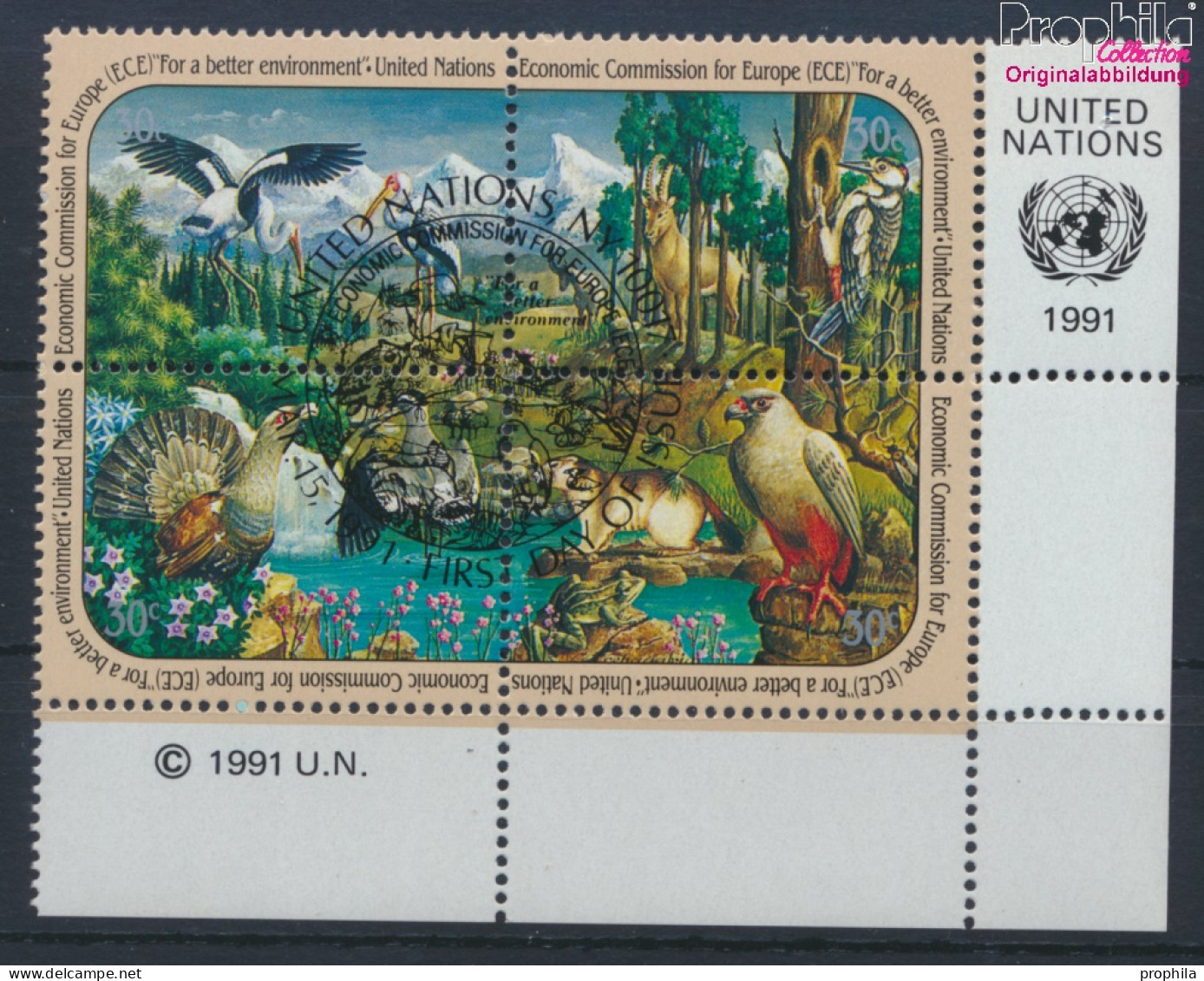UNO - New York 608-611 Viererblock (kompl.Ausg.) Gestempelt 1991 Wirtschaft (10036410 - Used Stamps