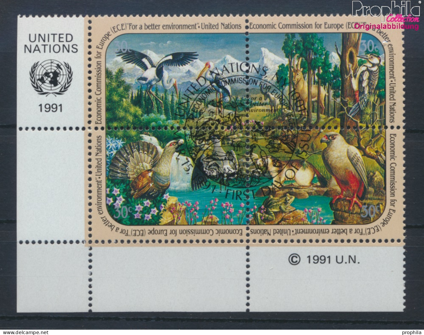 UNO - New York 608-611 Viererblock (kompl.Ausg.) Gestempelt 1991 Wirtschaft (10036415 - Used Stamps
