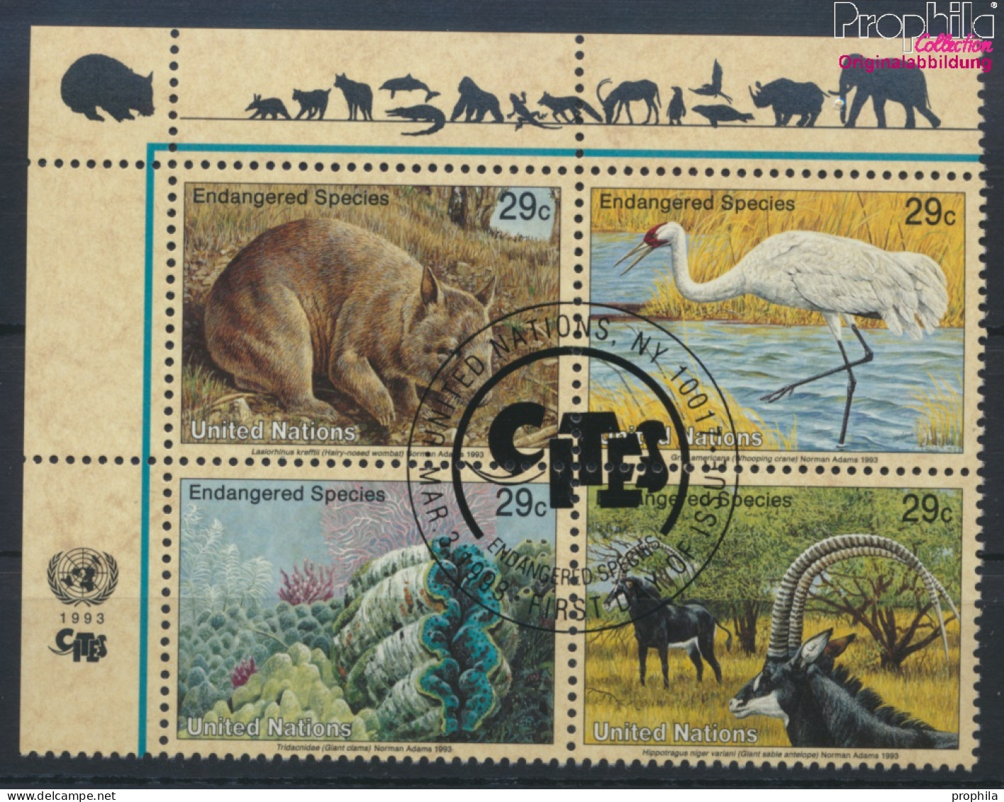 UNO - New York 644-647 Viererblock (kompl.Ausg.) Gestempelt 1993 Gefährdete Tiere (10036280 - Used Stamps