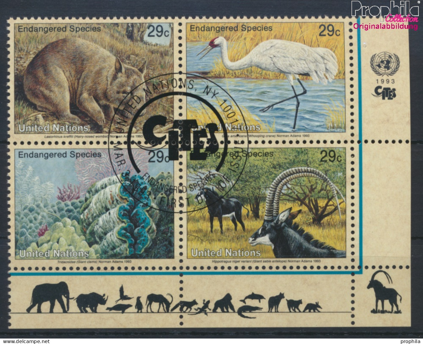 UNO - New York 644-647 Viererblock (kompl.Ausg.) Gestempelt 1993 Gefährdete Tiere (10036283 - Used Stamps