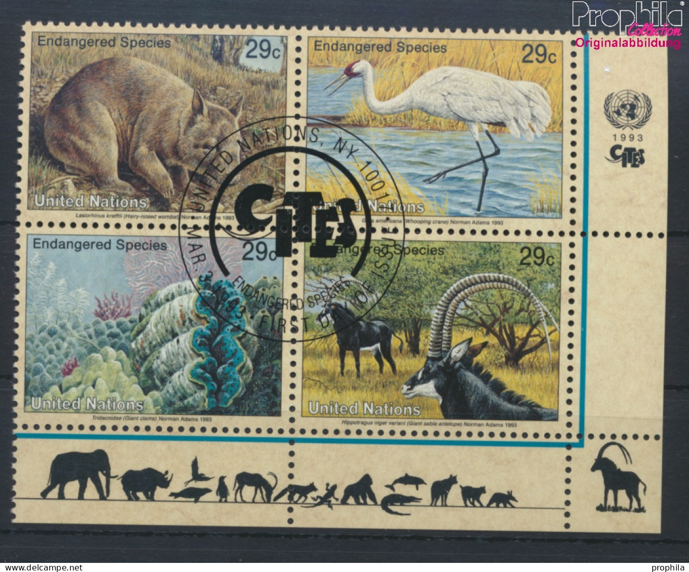 UNO - New York 644-647 Viererblock (kompl.Ausg.) Gestempelt 1993 Gefährdete Tiere (10036284 - Used Stamps