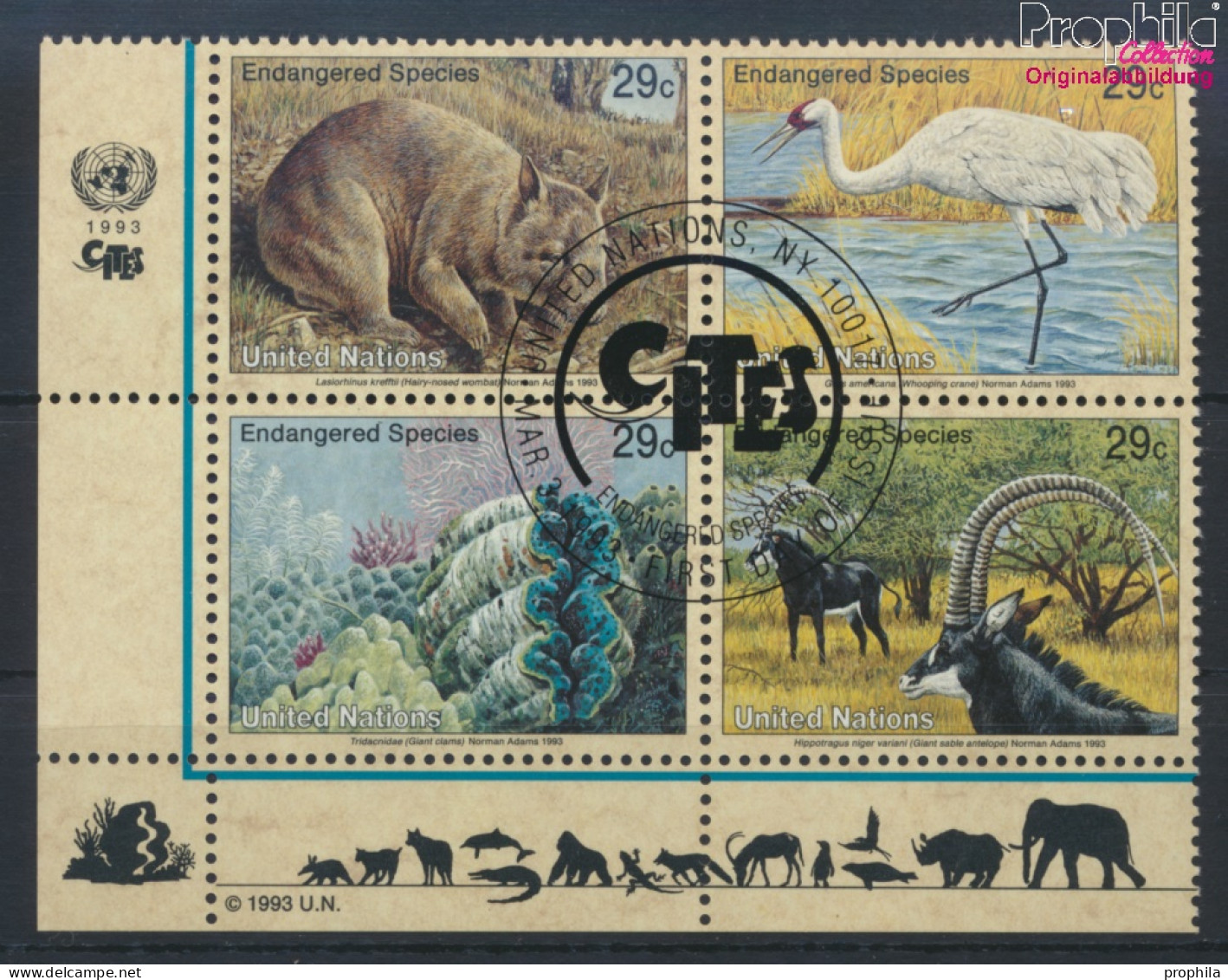 UNO - New York 644-647 Viererblock (kompl.Ausg.) Gestempelt 1993 Gefährdete Tiere (10036287 - Used Stamps