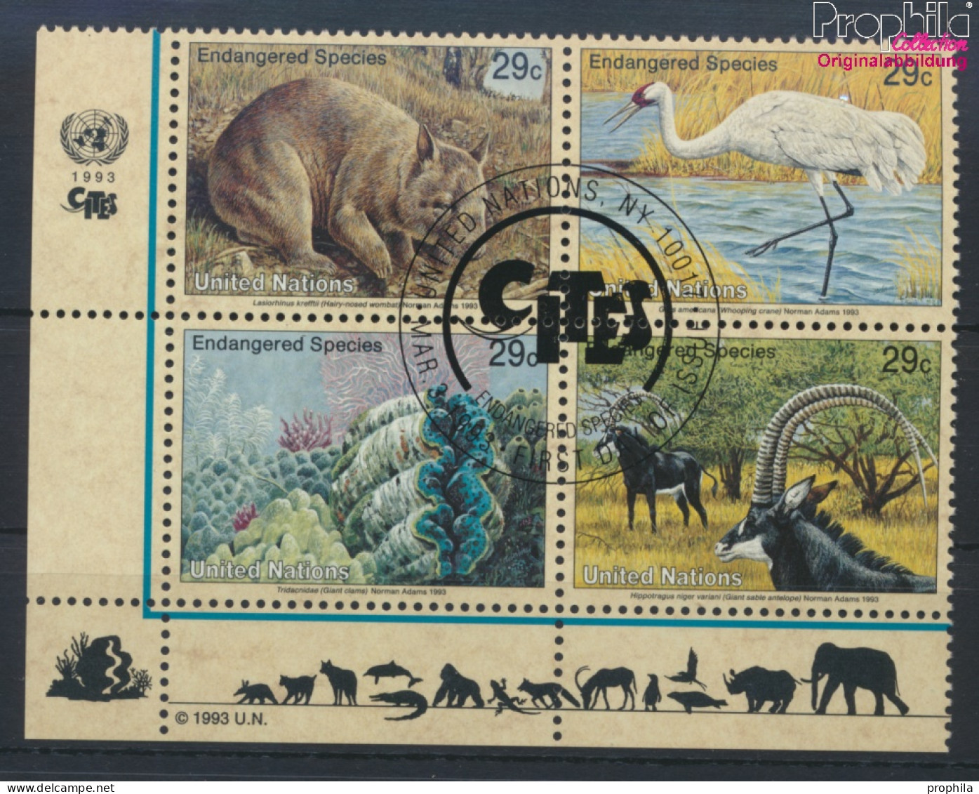 UNO - New York 644-647 Viererblock (kompl.Ausg.) Gestempelt 1993 Gefährdete Tiere (10036288 - Used Stamps