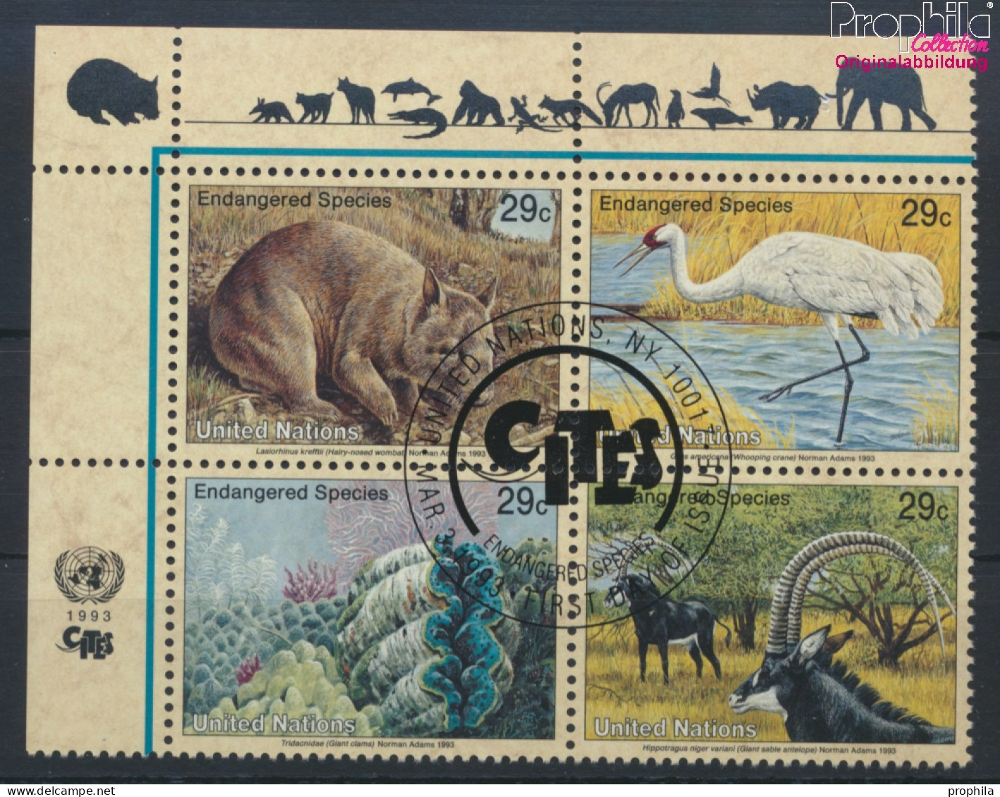 UNO - New York 644-647 Viererblock (kompl.Ausg.) Gestempelt 1993 Gefährdete Tiere (10036289 - Used Stamps