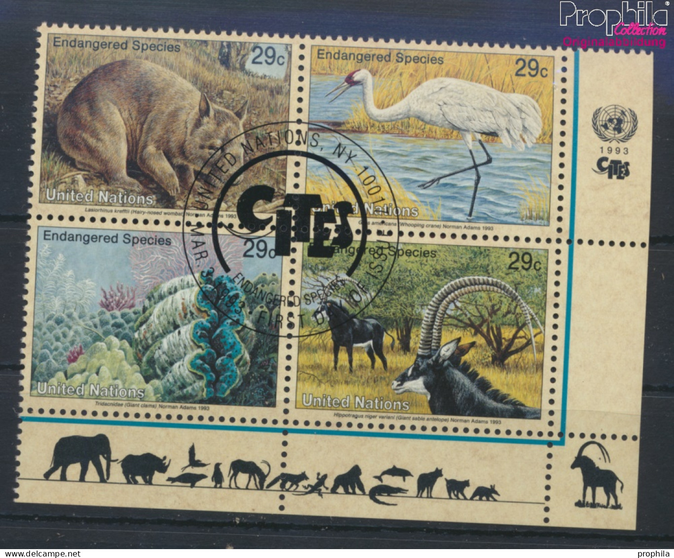 UNO - New York 644-647 Viererblock (kompl.Ausg.) Gestempelt 1993 Gefährdete Tiere (10036291 - Used Stamps