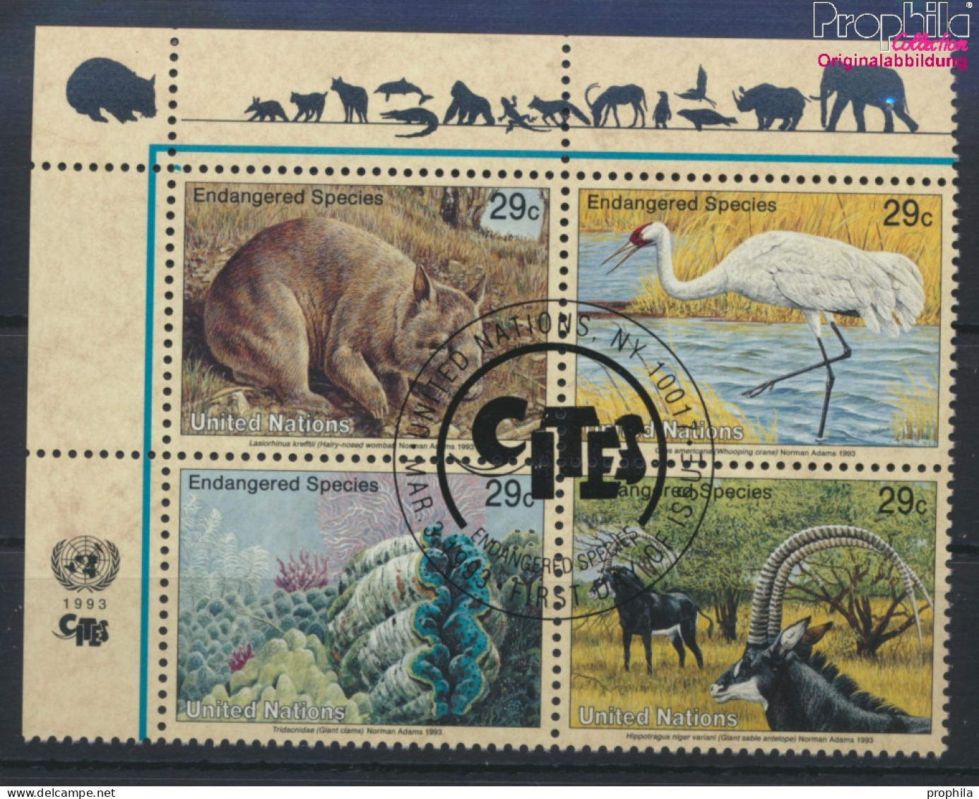 UNO - New York 644-647 Viererblock (kompl.Ausg.) Gestempelt 1993 Gefährdete Tiere (10036294 - Used Stamps