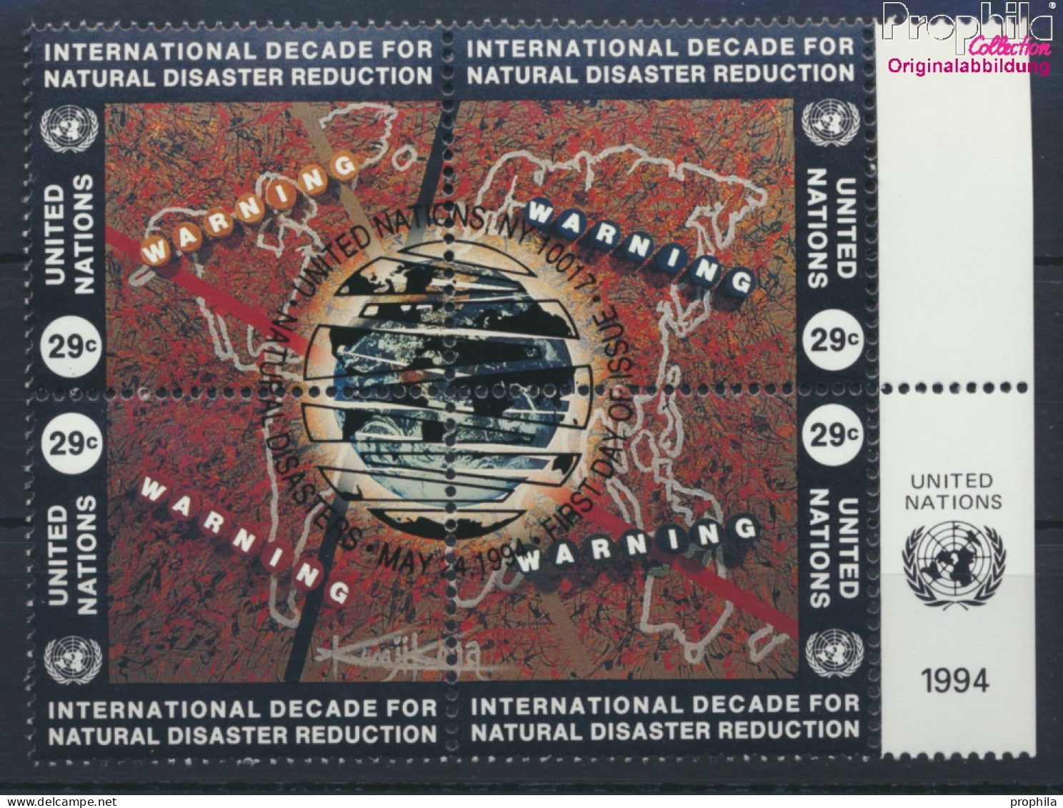 UNO - New York 671-674 Viererblock (kompl.Ausg.) Gestempelt 1994 Naturkatastrophen-Prophylaxe (10036765 - Used Stamps