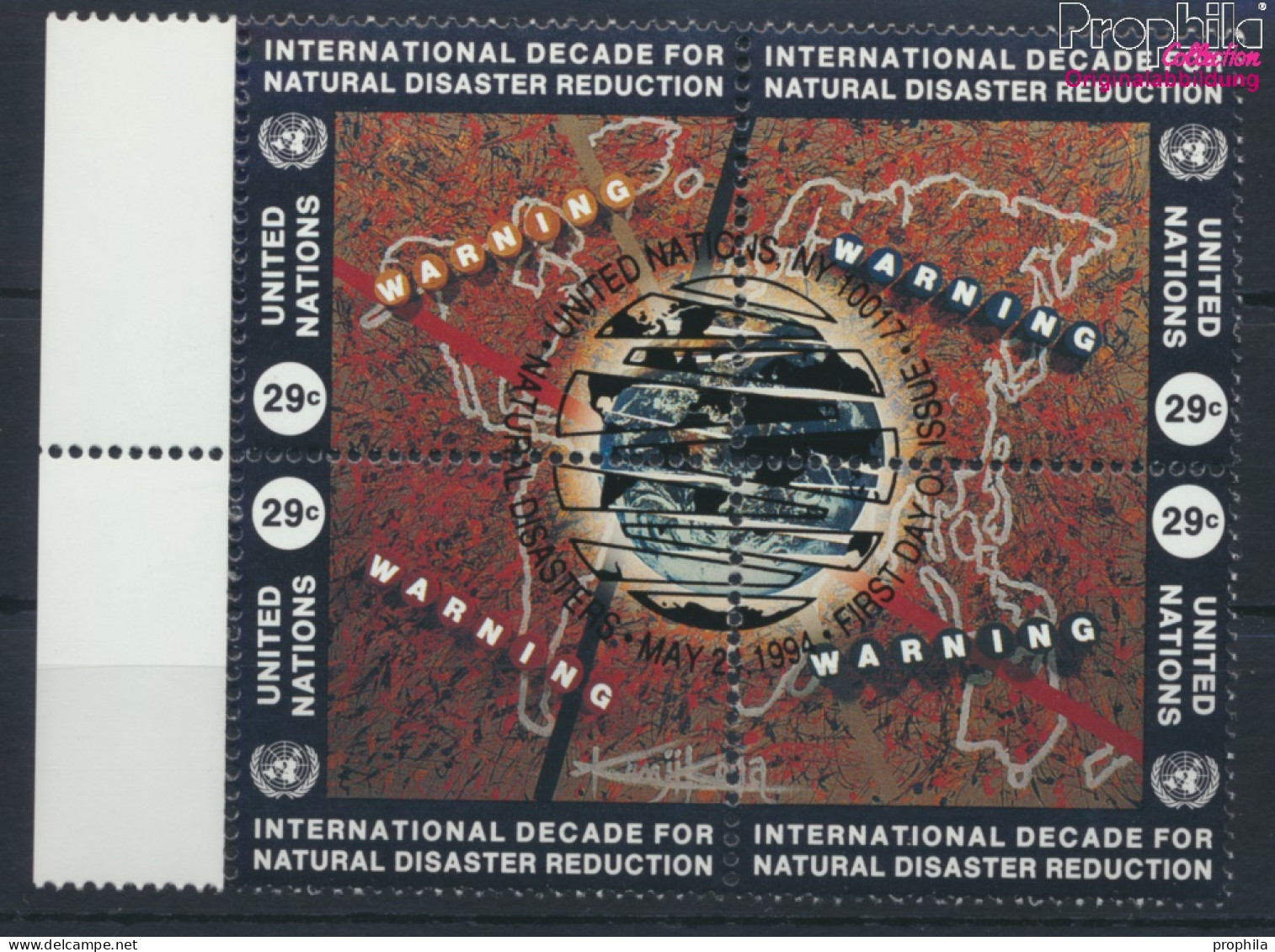 UNO - New York 671-674 Viererblock (kompl.Ausg.) Gestempelt 1994 Naturkatastrophen-Prophylaxe (10036766 - Oblitérés