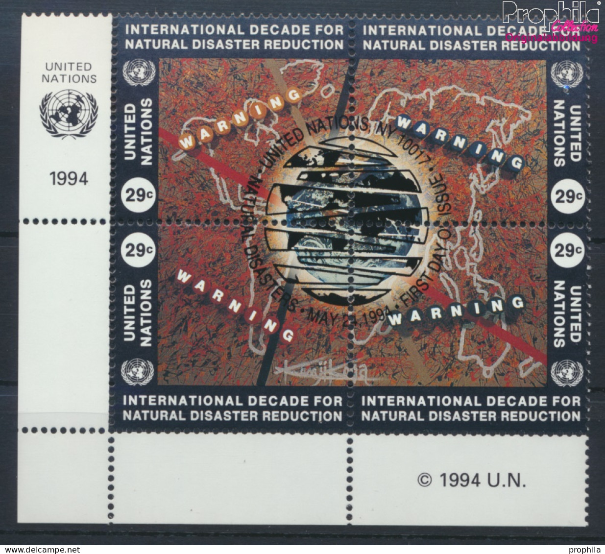 UNO - New York 671-674 Viererblock (kompl.Ausg.) Gestempelt 1994 Naturkatastrophen-Prophylaxe (10036768 - Used Stamps