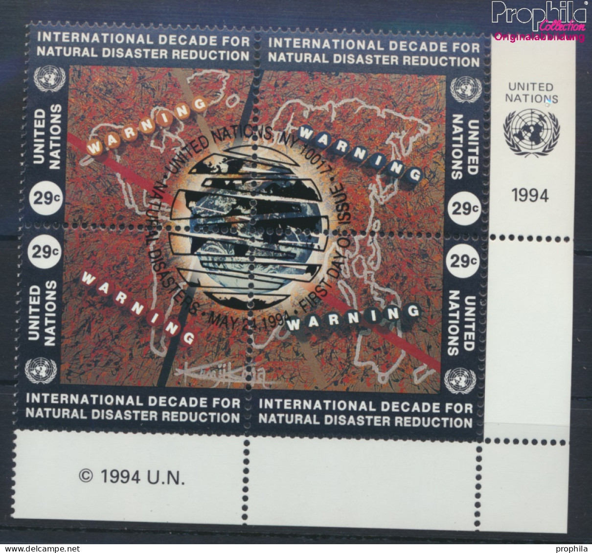 UNO - New York 671-674 Viererblock (kompl.Ausg.) Gestempelt 1994 Naturkatastrophen-Prophylaxe (10036771 - Used Stamps