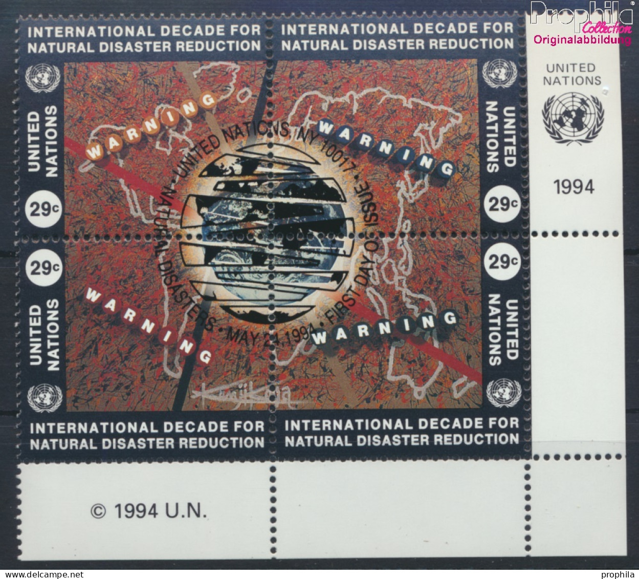 UNO - New York 671-674 Viererblock (kompl.Ausg.) Gestempelt 1994 Naturkatastrophen-Prophylaxe (10036775 - Oblitérés