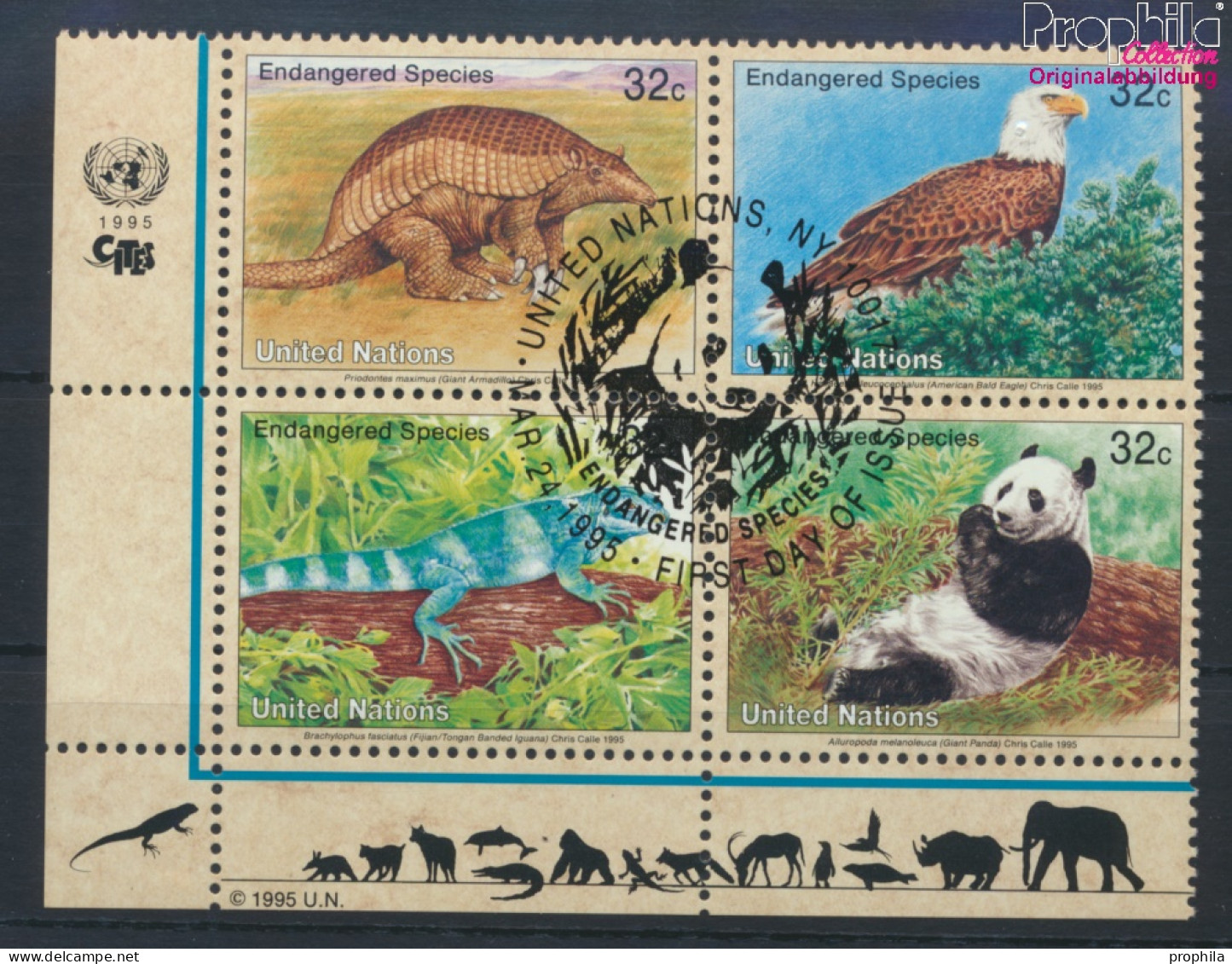 UNO - New York 681-684 Viererblock (kompl.Ausg.) Gestempelt 1995 Gefährdete Tiere (10036717 - Used Stamps