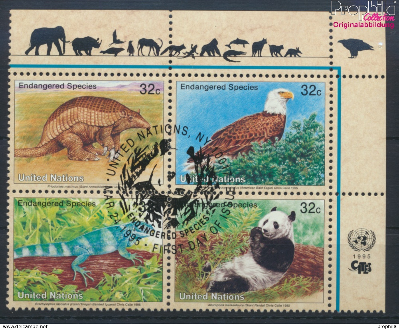 UNO - New York 681-684 Viererblock (kompl.Ausg.) Gestempelt 1995 Gefährdete Tiere (10036720 - Used Stamps