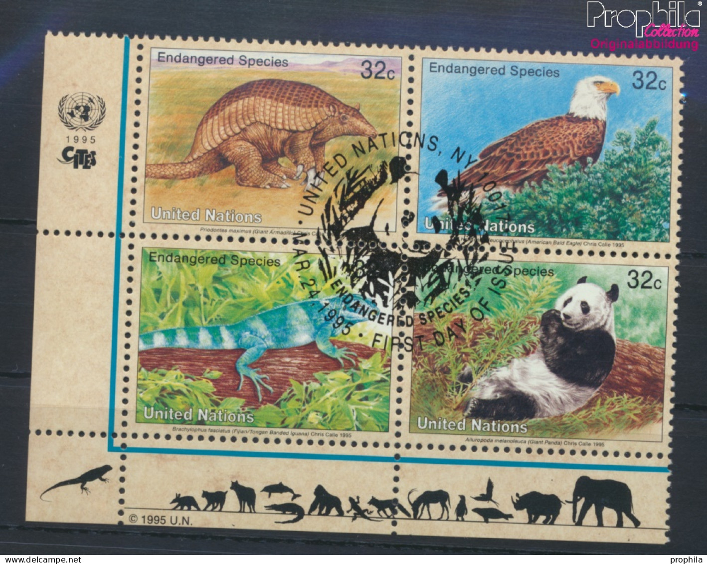 UNO - New York 681-684 Viererblock (kompl.Ausg.) Gestempelt 1995 Gefährdete Tiere (10036721 - Used Stamps