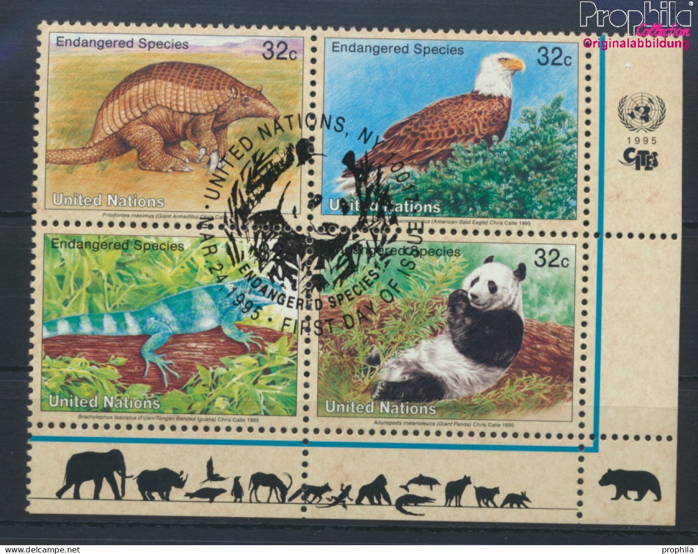 UNO - New York 681-684 Viererblock (kompl.Ausg.) Gestempelt 1995 Gefährdete Tiere (10036722 - Used Stamps