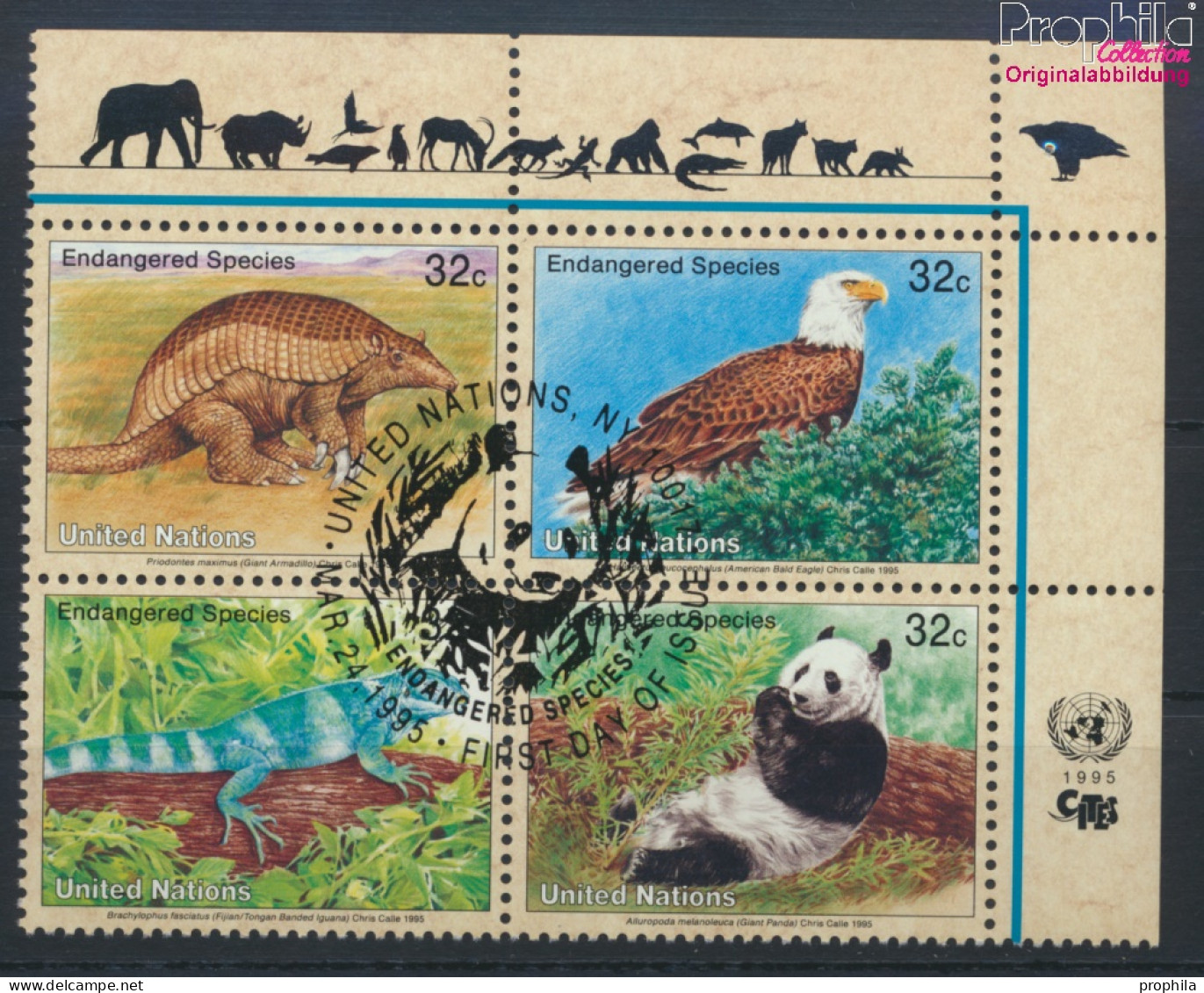 UNO - New York 681-684 Viererblock (kompl.Ausg.) Gestempelt 1995 Gefährdete Tiere (10036724 - Used Stamps