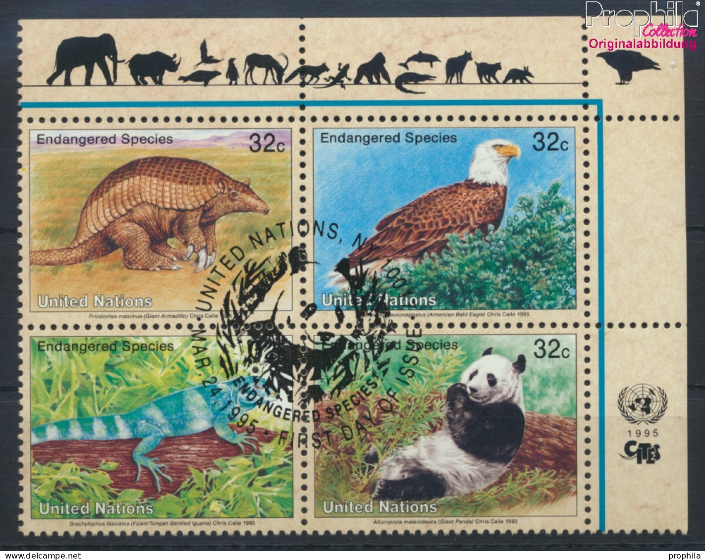 UNO - New York 681-684 Viererblock (kompl.Ausg.) Gestempelt 1995 Gefährdete Tiere (10036728 - Used Stamps