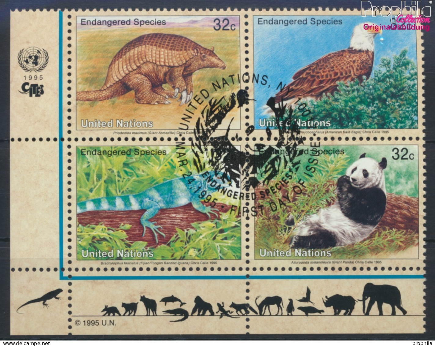 UNO - New York 681-684 Viererblock (kompl.Ausg.) Gestempelt 1995 Gefährdete Tiere (10036729 - Used Stamps