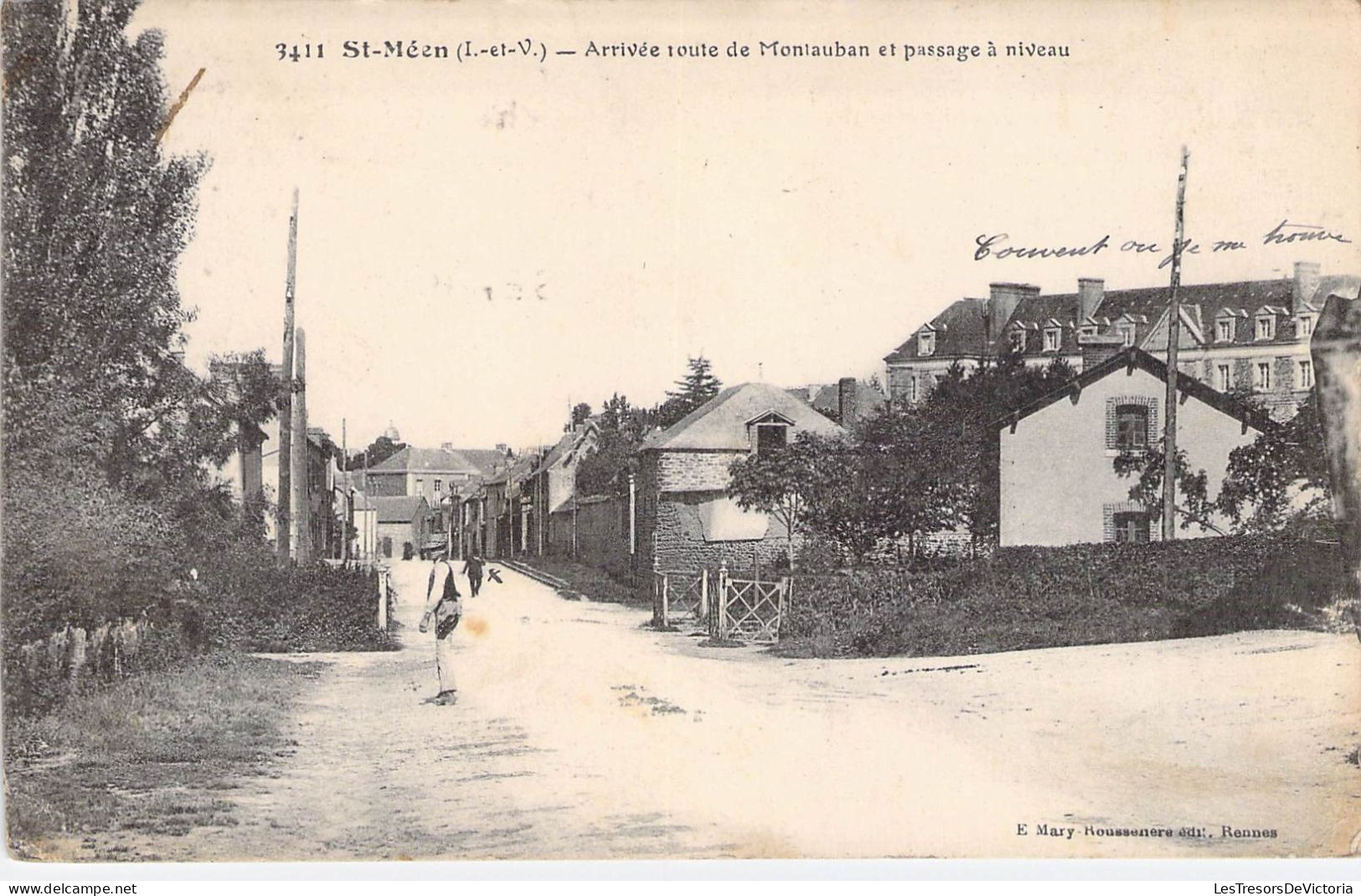 France - St Méen - Arrivée Route De Montauban Et Passage à Niveau - E. Mary Roussenere  - Carte Postale Ancienne - Brest