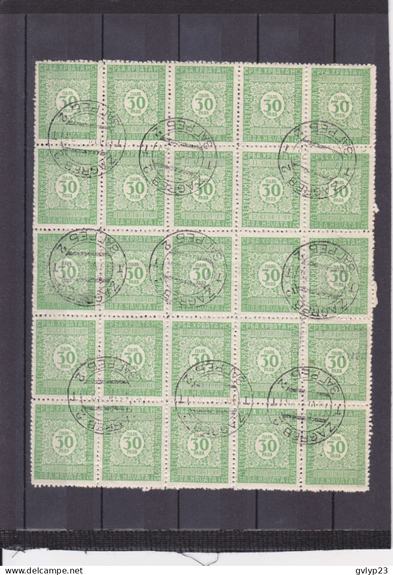 IMPRESSION DE BELGRADE / DENT 11 1/2 DéFECTUEUSE /30 P VERT-JAUNE /N° 59 Y ET T / UN LOT DE 275 TIMBRES 2° CHOIX / 1921 - Postage Due