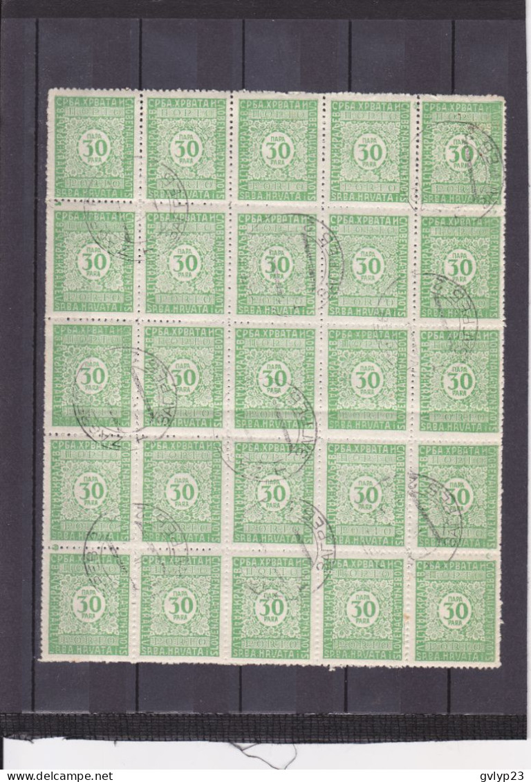 IMPRESSION DE BELGRADE / DENT 11 1/2 DéFECTUEUSE /30 P VERT-JAUNE /N° 59 Y ET T / UN LOT DE 275 TIMBRES 2° CHOIX / 1921