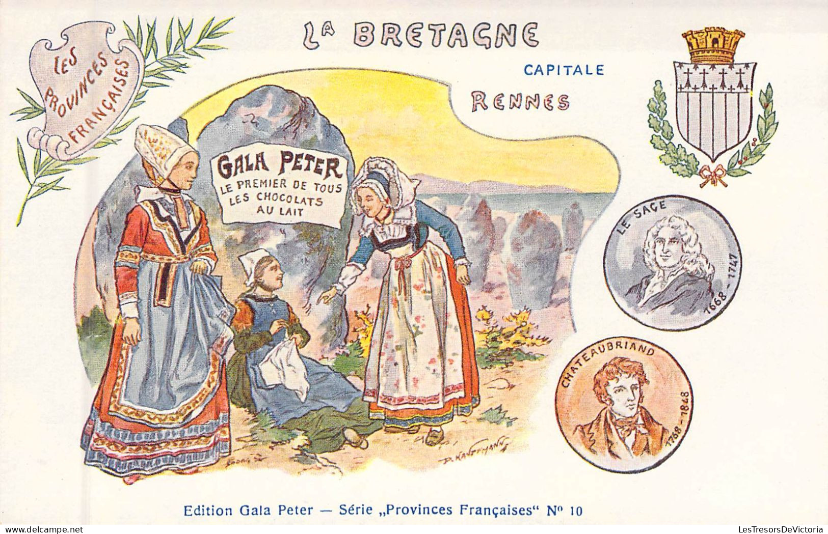 REGIONS - La BRETAGNE - Capitale Rennes - Edition Gala Peter - Carte Postale Ancienne - Bretagne