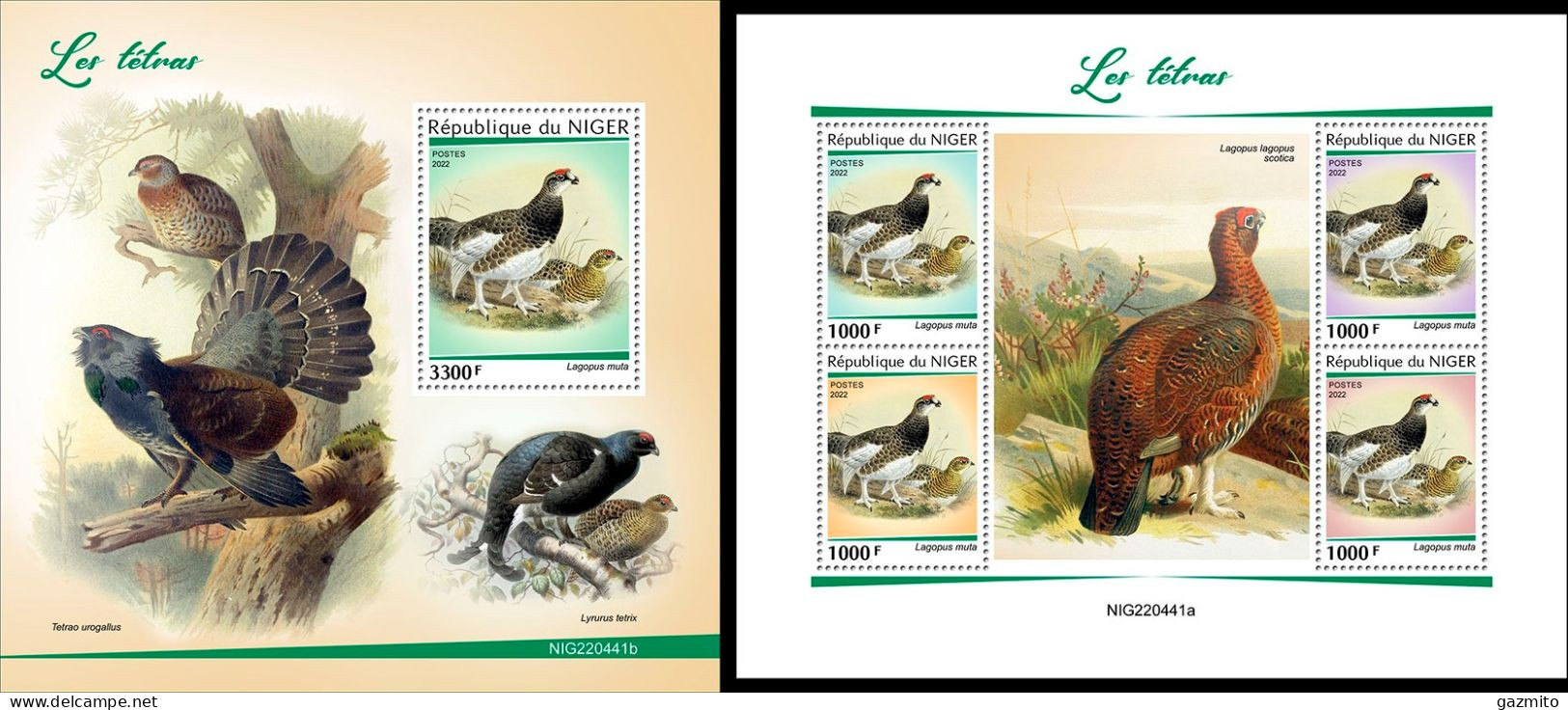 Niger 2022, Animals, Grouses, 4val In BF +BF - Rebhühner & Wachteln