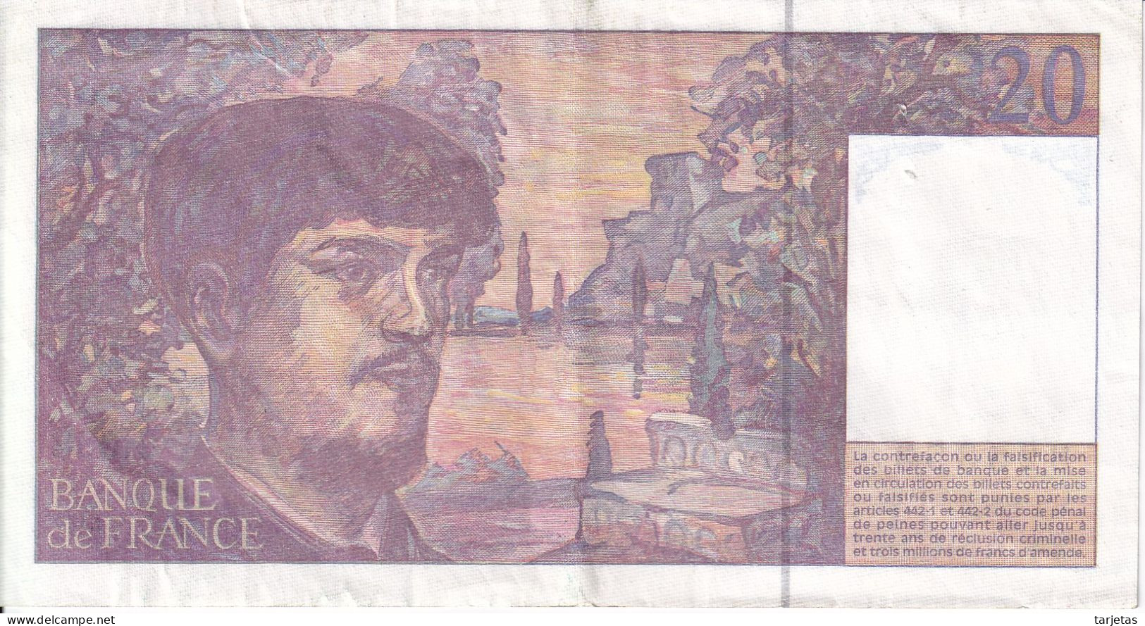 BILLETE DE FRANCIA DE 20 FRANCS DEL AÑO 1997 SERIE G.058 EN CALIDAD EBC (XF)   (BANKNOTE) CLAUDE DEBUSSY - 20 F 1980-1997 ''Debussy''