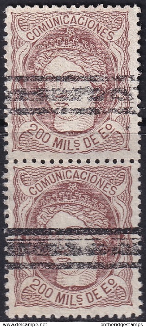 Spain 1870 Sc 168 Espana Ed 109 Pair Used Bar Cancels - Usati