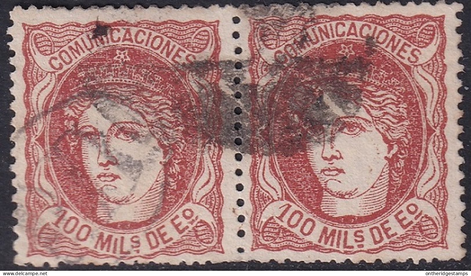 Spain 1870 Sc 167 Espana Ed 108 Pair Used Parilla Cancel - Used Stamps