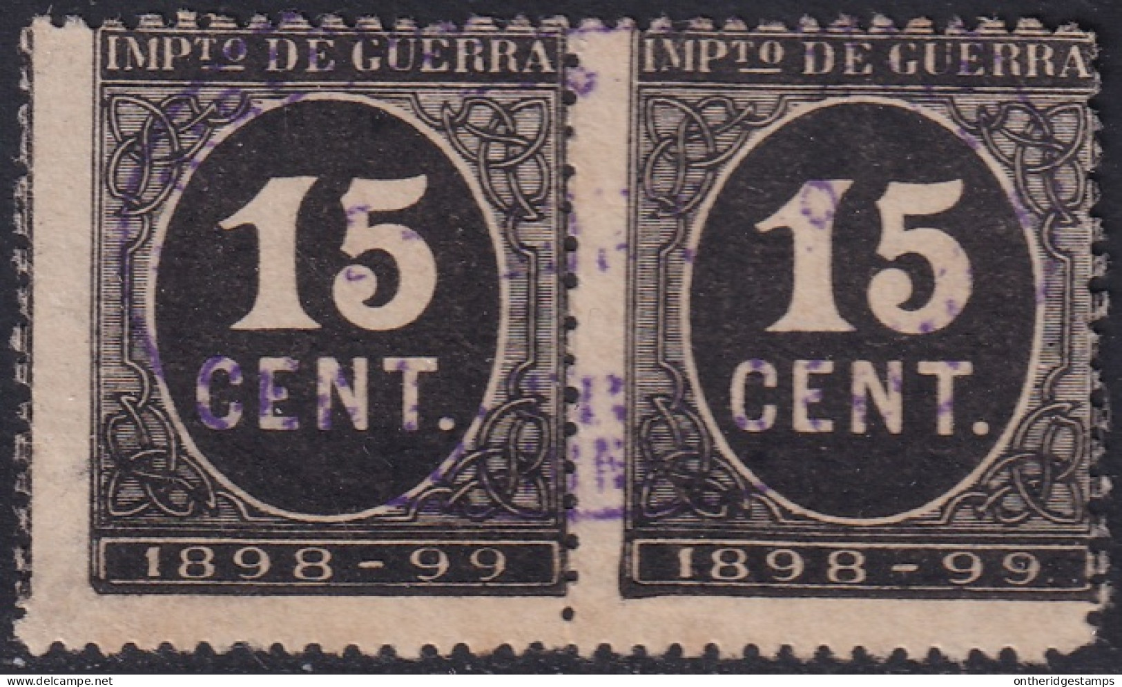 Spain 1898 Sc MR25 Espana Ed 238 Pair War Tax Used - Impuestos De Guerra