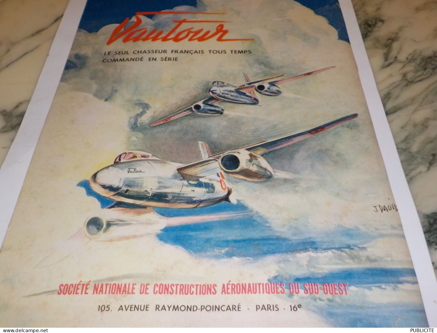 ANCIENNE PUBLICITE CHASSEUR FRANCAIS VAUTOUR 1955 - Publicités