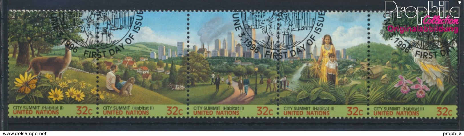 UNO - New York 711-715 Fünferstreifen (kompl.Ausg.) Gestempelt 1996 HABITAT II (10036632 - Used Stamps