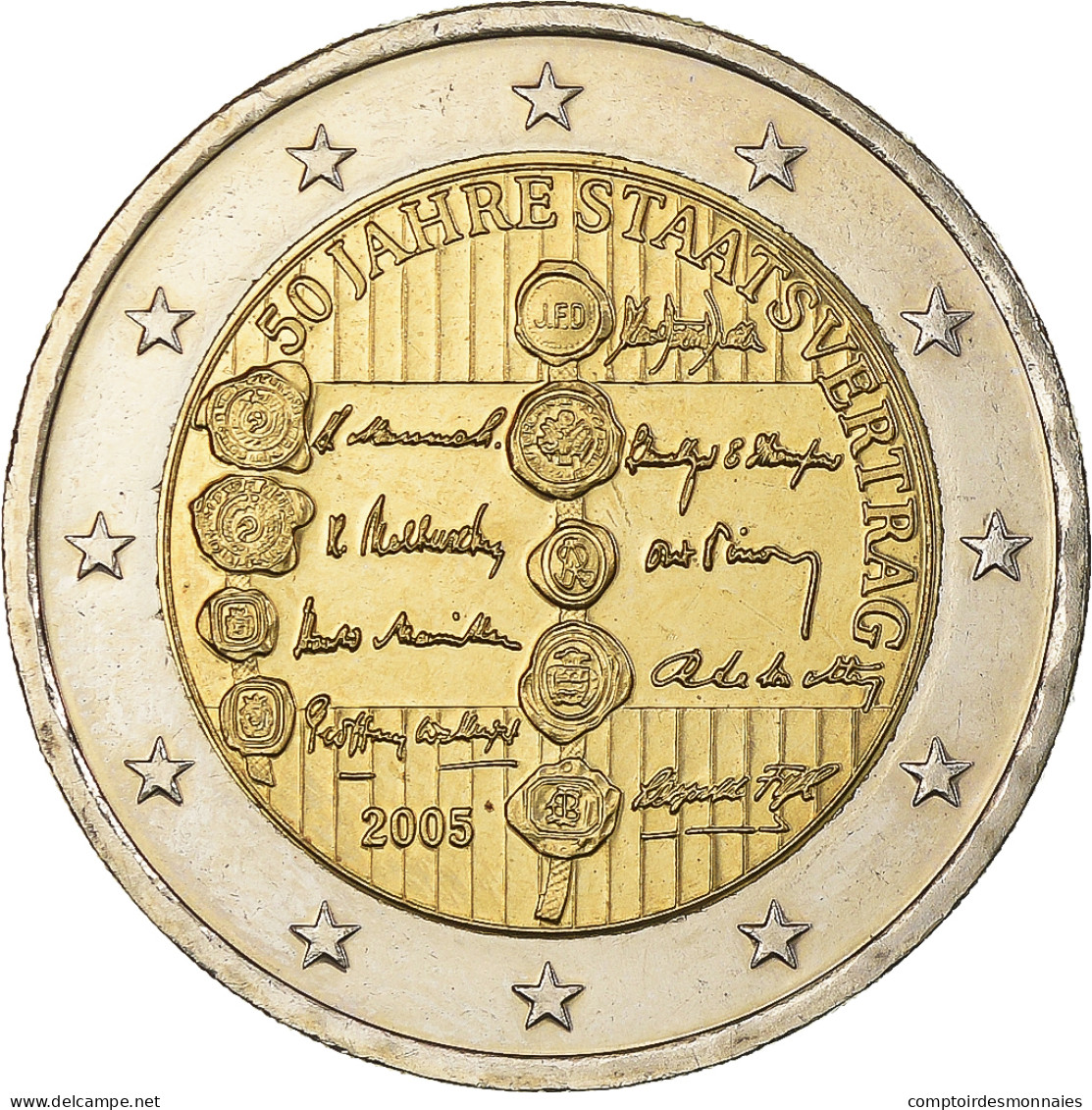 Autriche, 2 Euro, State Treaty, 2005, Vienna, NEUF, Bimétallique, KM:3124 - Autriche