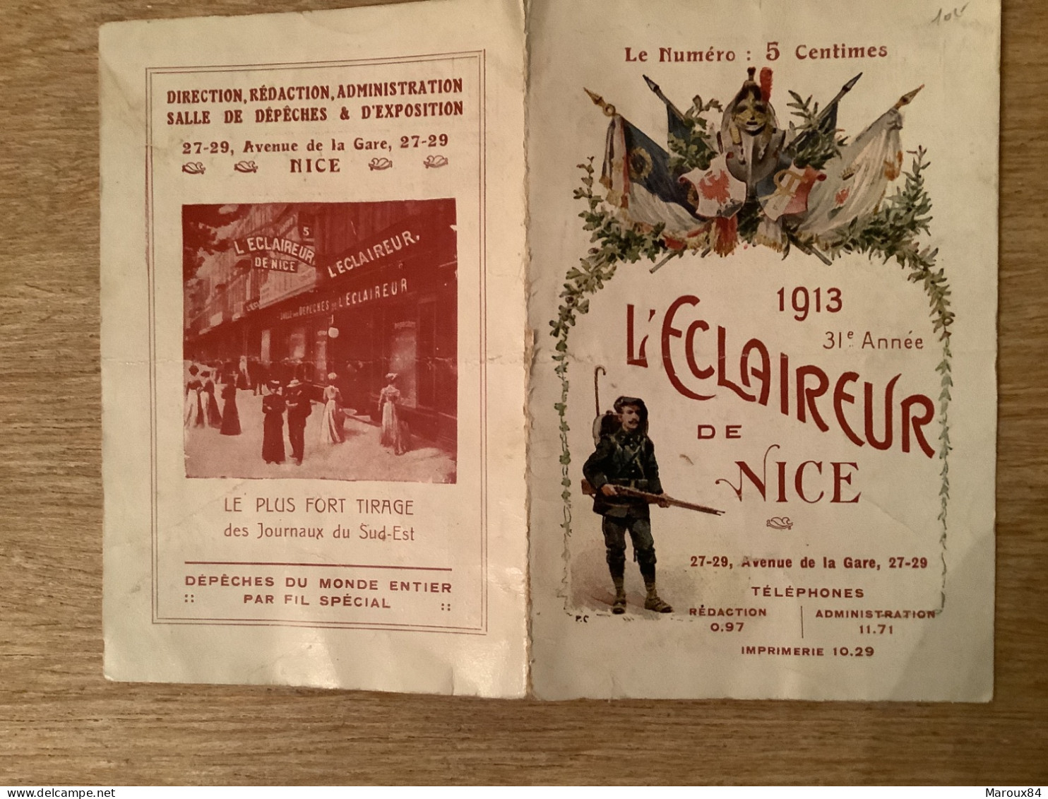 Calendrier 16/12 Déplie  1913 L’éclaireur De Nice - Kleinformat : 1901-20