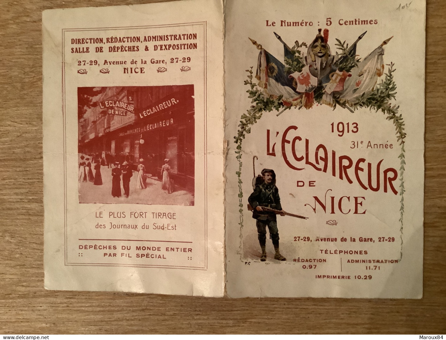 Calendrier 16/12 Déplie  1913 L’éclaireur De Nice - Petit Format : 1901-20