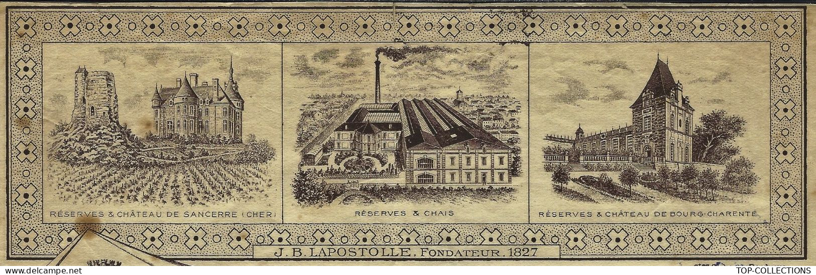 1950 SUPERBE ENTETE LITHOGRAPHIE Ets Marnier Lapostolle Paris Vins ALCOOL Reserves Chaix Pour Selli Restaurant Paris - 1950 - ...