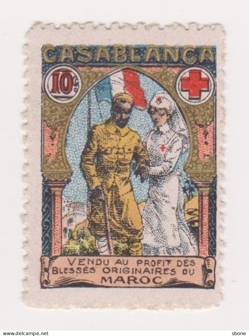 Vignette Militaire Delandre - Croix Rouge - Casablanca - Cruz Roja