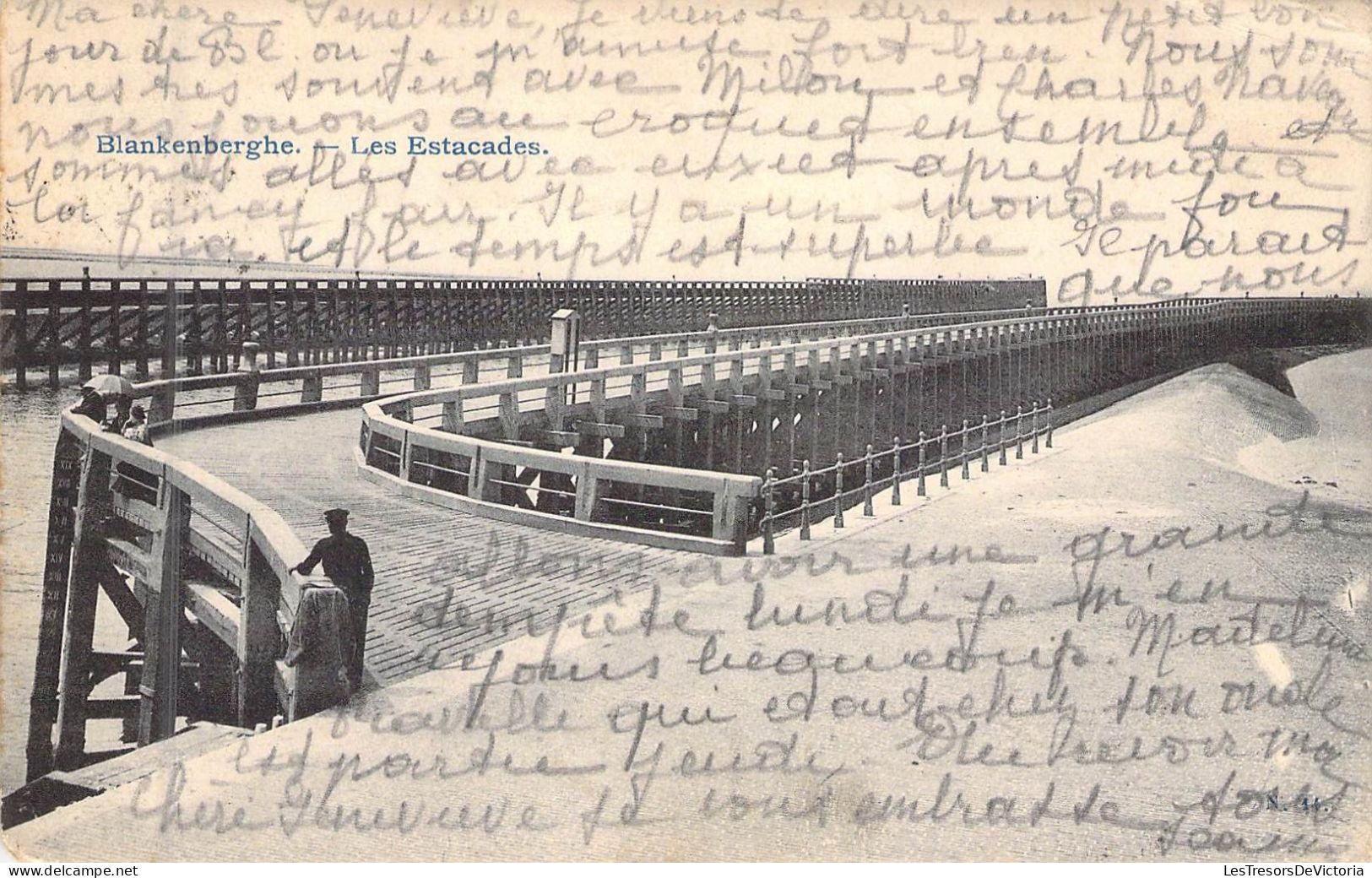 BELGIQUE - BLANFENBERGHE - Les Estacades - Carte Postale Ancienne - Blankenberge