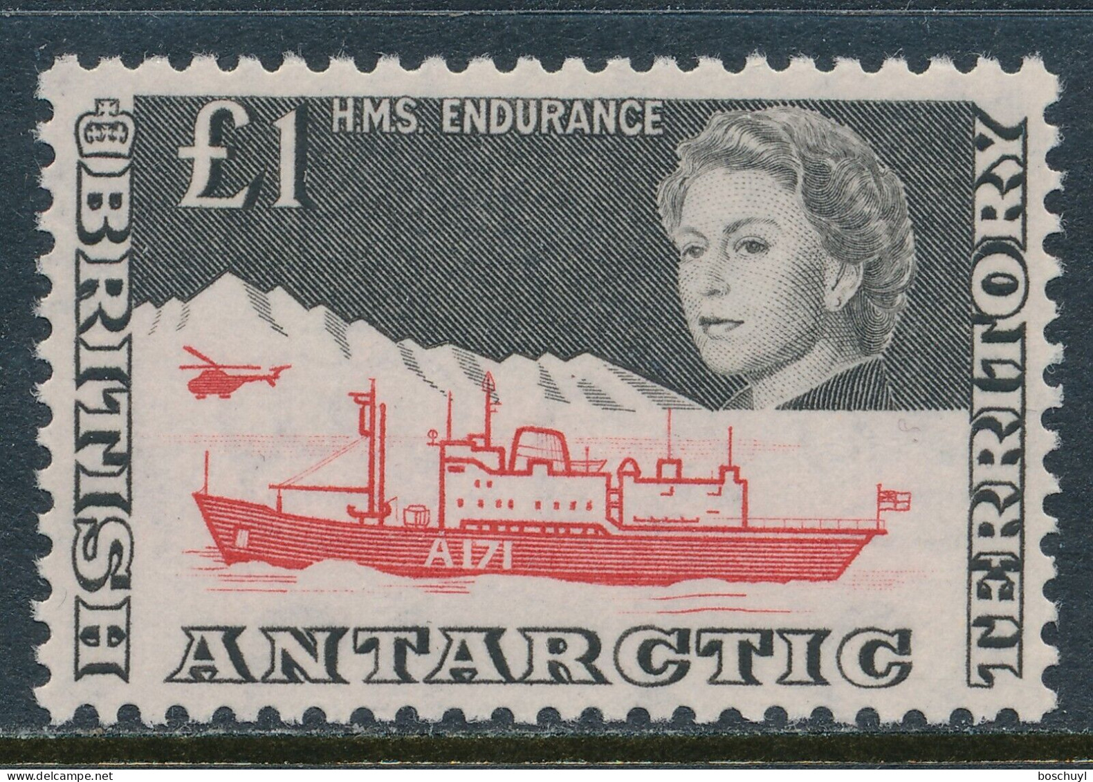 British Antarctic Territory, BAT, 1972, Definitive, HMS Endurance, Ship, Boat, Helicopter, MNH, Michel 24 - Ongebruikt