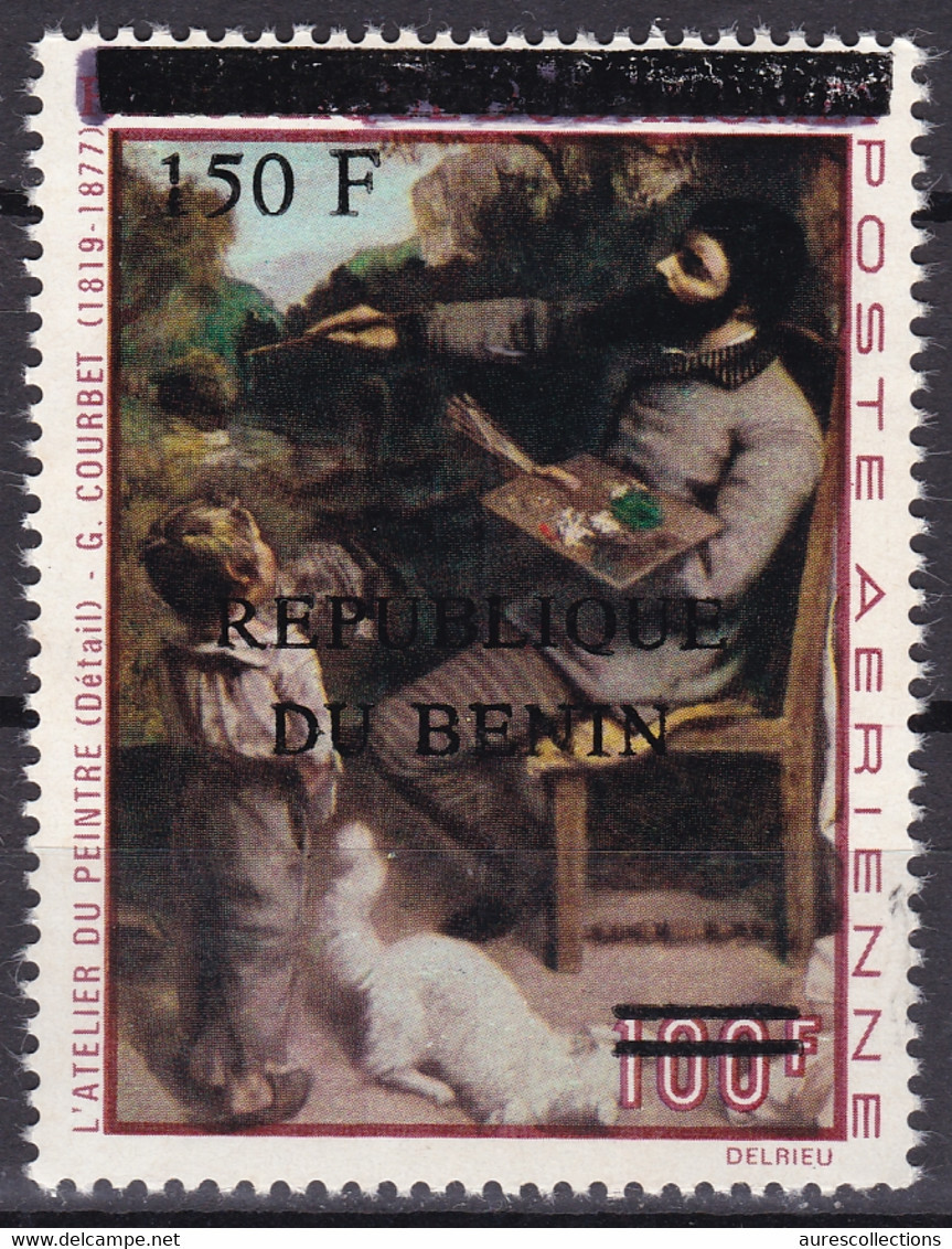 BENIN 1996 MICHEL 745 150F /100F Val 40€ - L' ATELIER DU PEINTRE COURBET CHAT CATS - OVERPRINTED OVERPRINT SURCHARGE MNH - Bénin – Dahomey (1960-...)